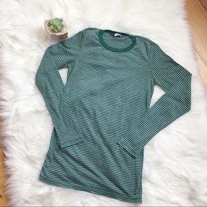 Splendid Green and Grey Striped Long Sleeve Shirt